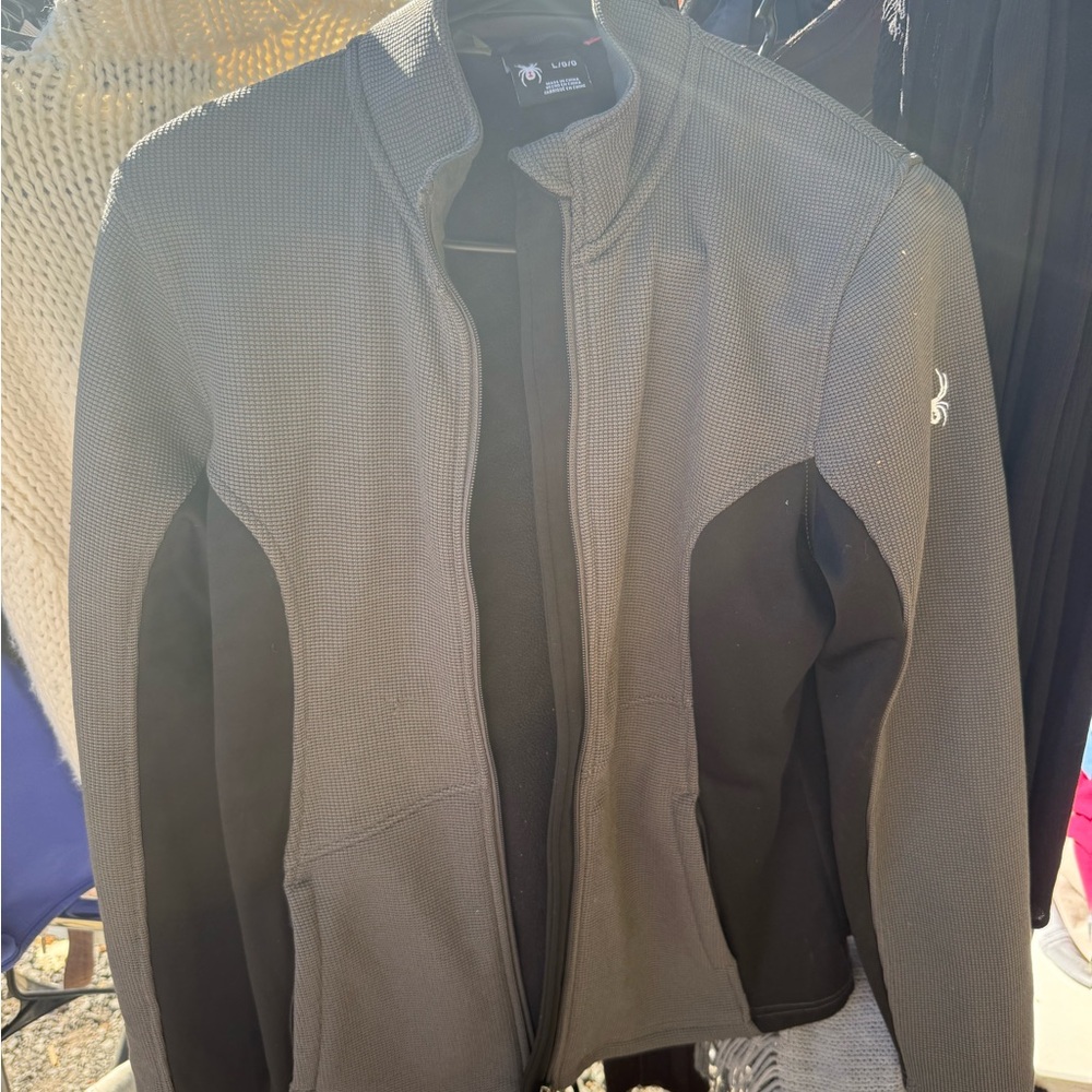 Spyder Women’s Constant Full Zip Sweater Fleece Gray and Black Jacket
